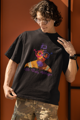 “Close-up of ‘Bi Both Ways’ slogan on stylish black t-shirt; gender-inclusive pride apparel with bold LGBTQ+ messaging and modern typeface design.”